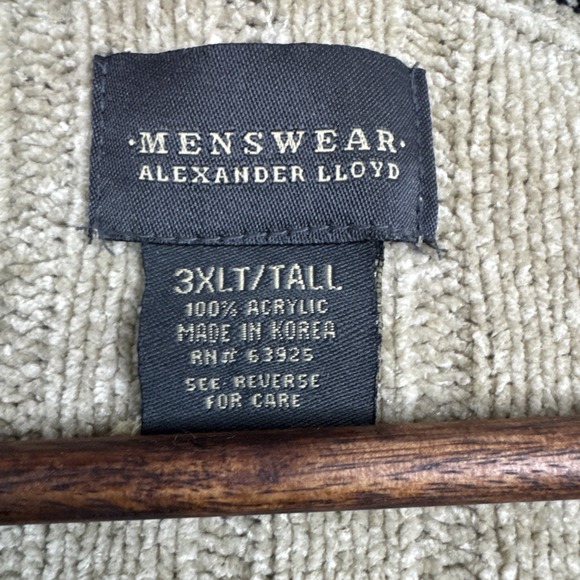 Alexander Lloyd Sweater Men's 3XLT Tan 100% Acrylic Neutrals Strip Pullover Knit - Picture 5 of 8
